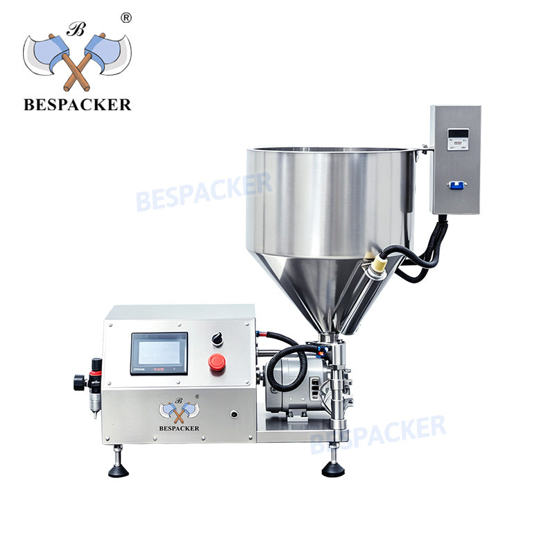 Bespacker GZB-1000H Semi-automatic rotor pump filling machine for honey, shampoo, and chocolate sauce, equipped with heating
