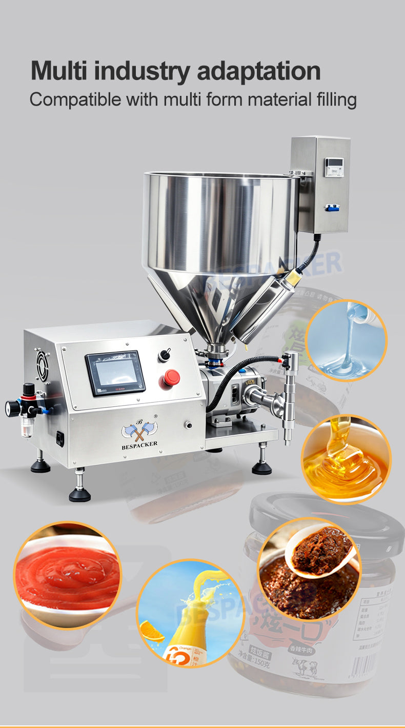 Bespacker GZB-1000H Semi-automatic rotor pump filling machine for honey, shampoo, and chocolate sauce, equipped with heating