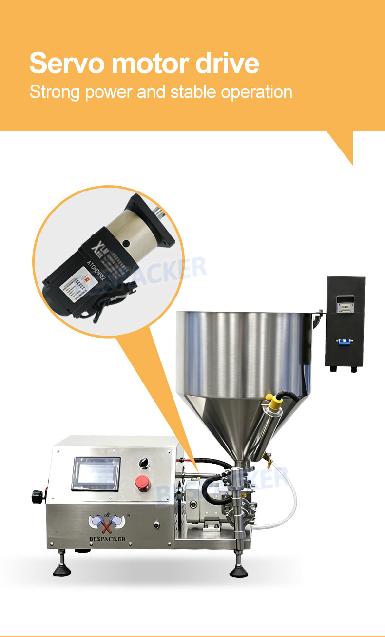 Bespacker GZB-1000H Semi-automatic rotor pump filling machine for honey, shampoo, and chocolate sauce, equipped with heating